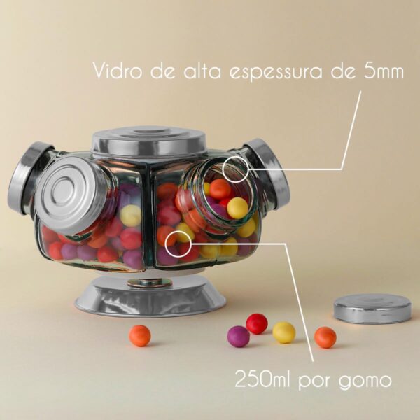Mini baleiro giratório retrô de vidro - Imagem 2